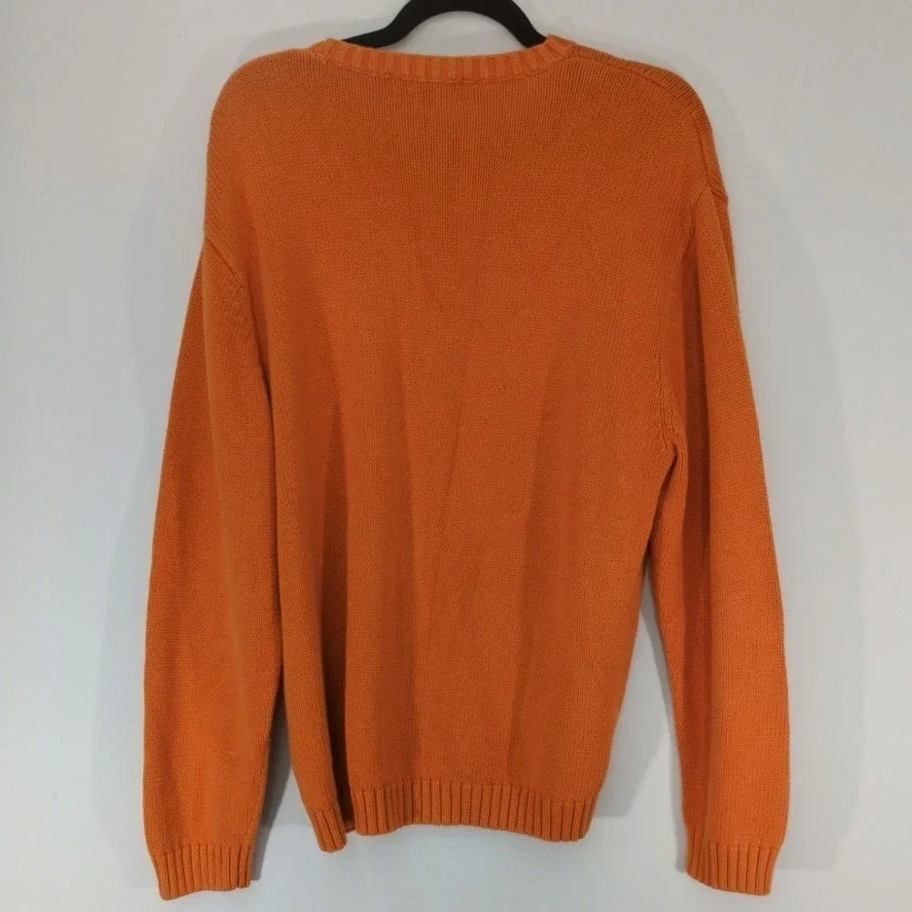 Chaps‎ Mens Orange Crew Neck Drop Shoulder Pullover Sweater Size L